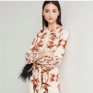 Bcbgmaxazaria Tulip Print Shift Dress tan beige size L